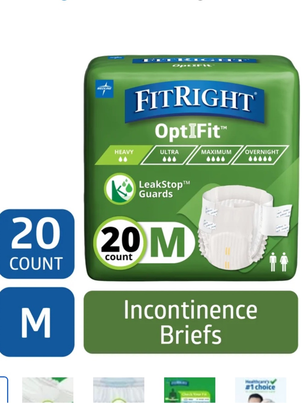 Adult Diapers, Extra+ Heavy Absorbency, M (Waist Size 32in-44in), 20 Count new